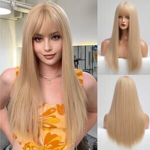Light Blonde Wig with Bangs for Women Long Straight Wigs Barbie wig